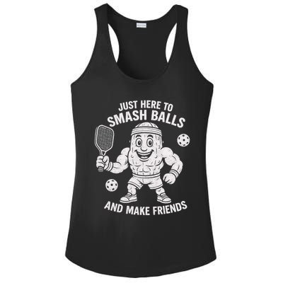 Just Here To Smash Balls And Make Friends Funny Pickleball Ladies PosiCharge Competitor Racerback Tank