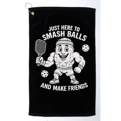 Just Here To Smash Balls And Make Friends Funny Pickleball Golf Towel