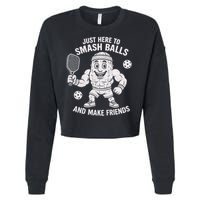 Just Here To Smash Balls And Make Friends Funny Pickleball Cropped Pullover Crew