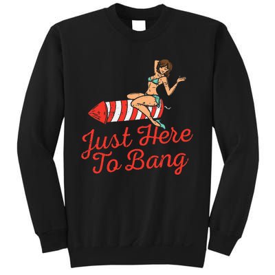 Just Here To Bang Fireworks Funny 4th of July Sweatshirt