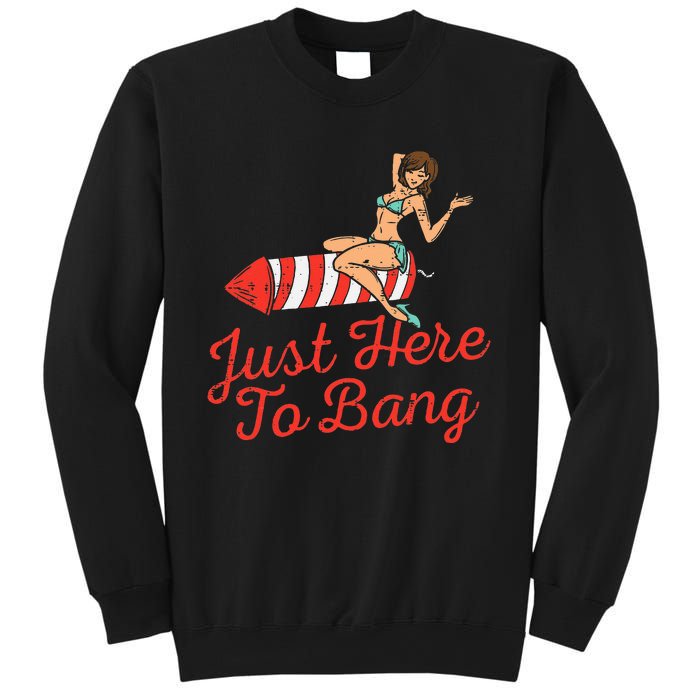 Just Here To Bang Fireworks Funny 4th of July Sweatshirt