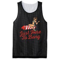 Just Here To Bang Fireworks Funny 4th of July Mesh Reversible Basketball Jersey Tank