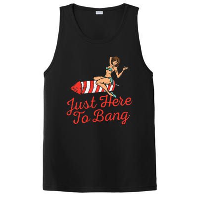 Just Here To Bang Fireworks Funny 4th of July PosiCharge Competitor Tank