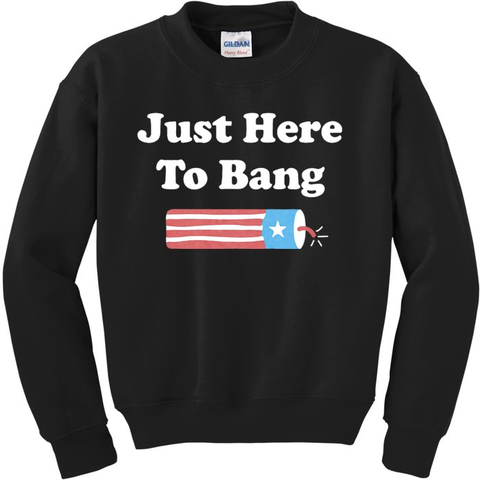 Just Here To Bang 4th Of July Usa American Flag Kids Sweatshirt