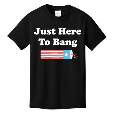 Just Here To Bang 4th Of July Usa American Flag Kids T-Shirt