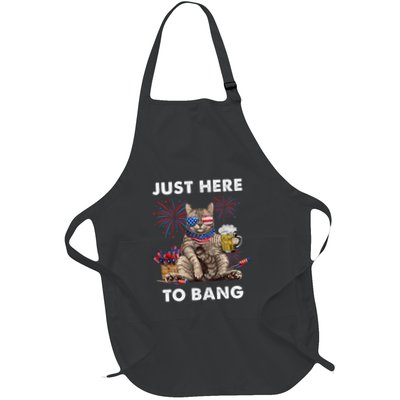 Just Here To Bang Usa Flag Funny Beer 4th Of July Cat Lover Apron