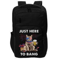 Just Here To Bang Usa Flag Funny Beer 4th Of July Cat Lover Impact Tech Backpack