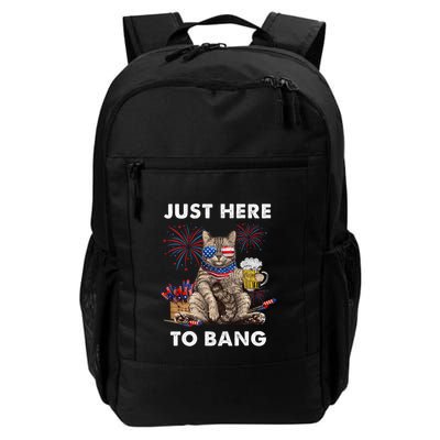 Just Here To Bang Usa Flag Funny Beer 4th Of July Cat Lover Backpack