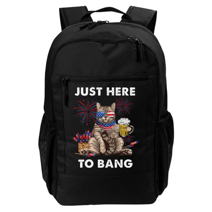 Just Here To Bang Usa Flag Funny Beer 4th Of July Cat Lover Daily Commute Backpack