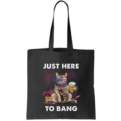 Just Here To Bang Usa Flag Funny Beer 4th Of July Cat Lover Bag