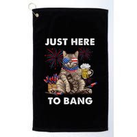 Just Here To Bang Usa Flag Funny Beer 4th Of July Cat Lover Golf Towel