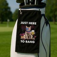 Just Here To Bang Usa Flag Funny Beer 4th Of July Cat Lover Golf Towel