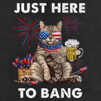 Just Here To Bang Usa Flag Funny Beer 4th Of July Cat Lover Golf Towel