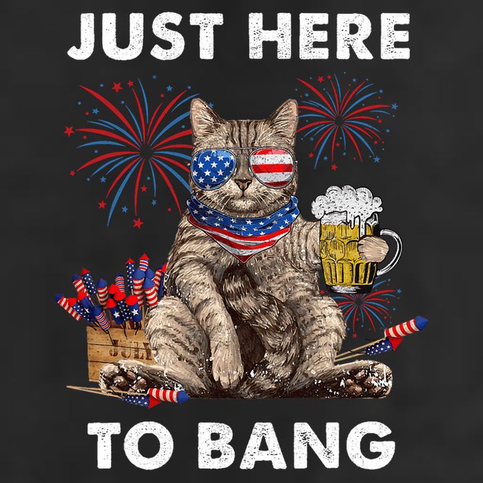 Just Here To Bang Usa Flag Funny Beer 4th Of July Cat Lover Golf Towel