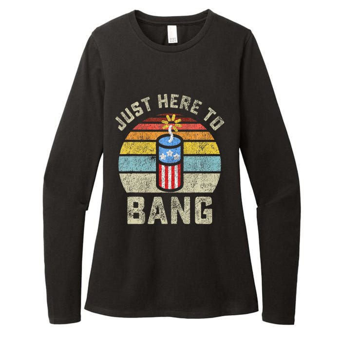 Just Here to Bang Funny 4th of July Fourth of July Womens CVC Long Sleeve Shirt