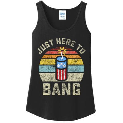 Just Here to Bang Funny 4th of July Fourth of July Ladies Essential Tank