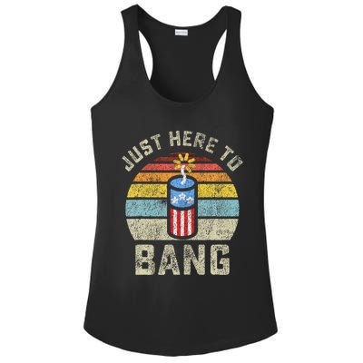 Just Here to Bang Funny 4th of July Fourth of July Ladies PosiCharge Competitor Racerback Tank