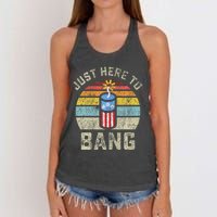 Just Here to Bang Funny 4th of July Fourth of July Women's Knotted Racerback Tank