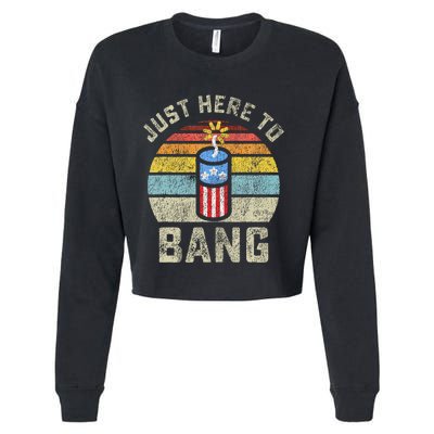 Just Here to Bang Funny 4th of July Fourth of July Cropped Pullover Crew