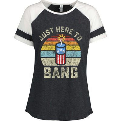 Just Here to Bang Funny 4th of July Fourth of July Enza Ladies Jersey Colorblock Tee