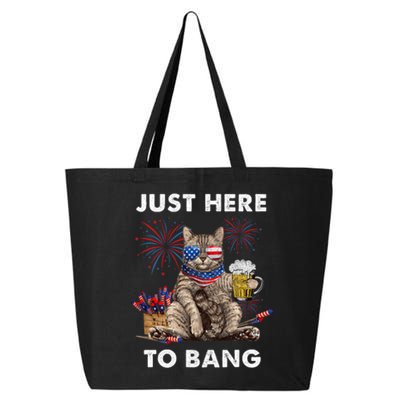 Just Here To Bang Usa Flag Funny Beer 4th Of July Cat Lover 25L Jumbo Tote