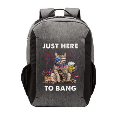 Just Here To Bang Usa Flag Funny Beer 4th Of July Cat Lover Vector Backpack