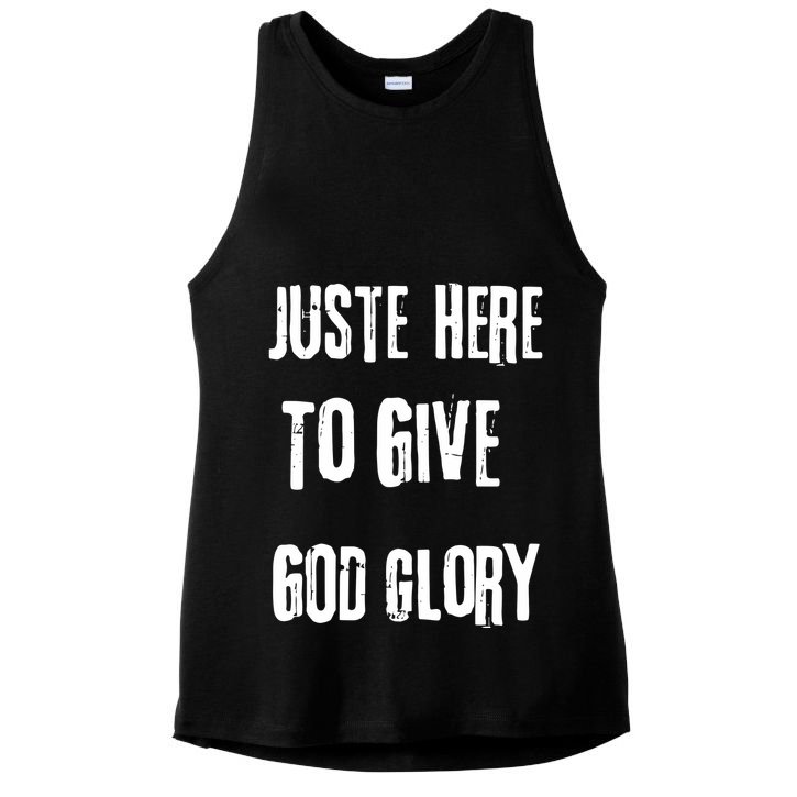 Just Here To Give God Glory Red Ladies PosiCharge Tri-Blend Wicking Tank