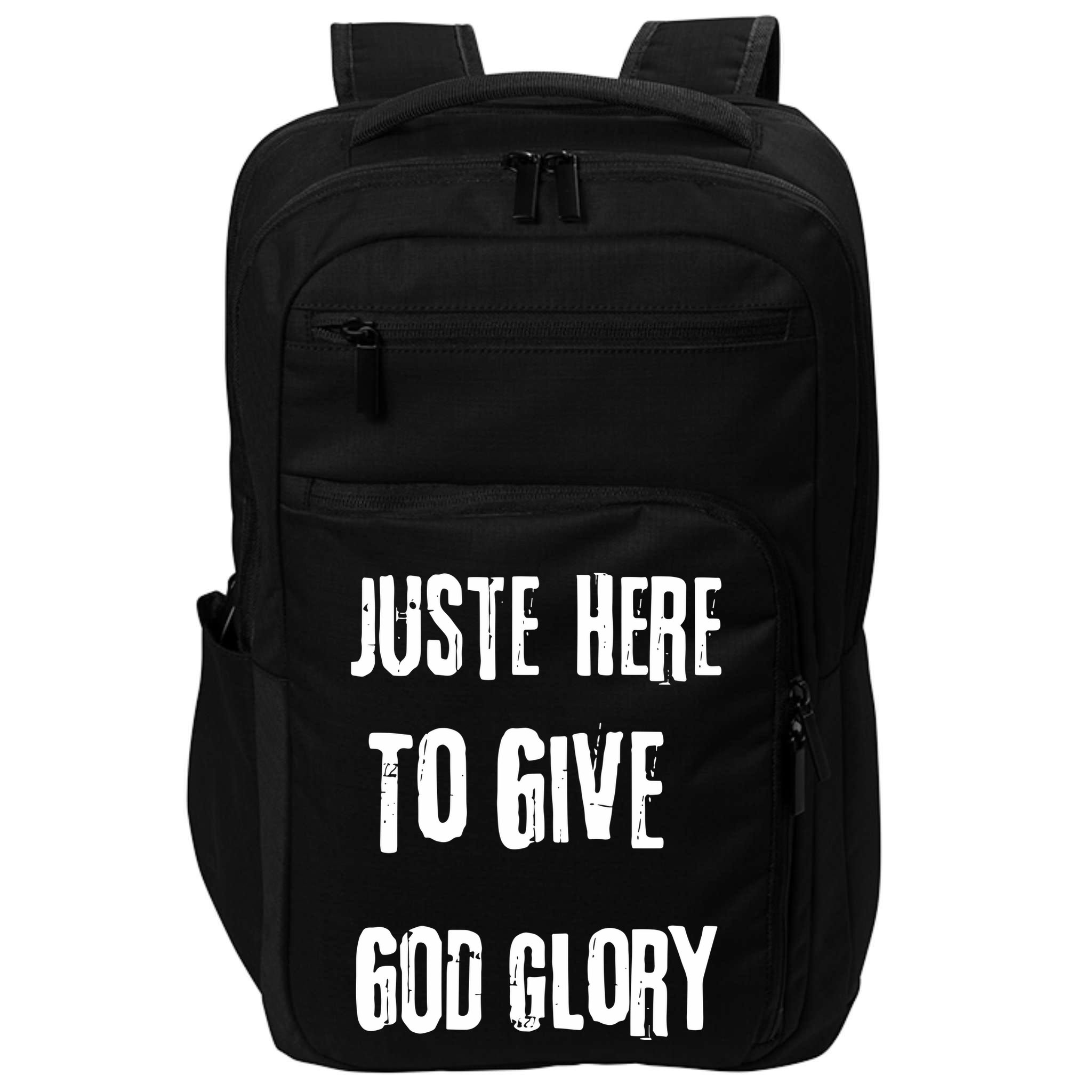 Just Here To Give God Glory Red Impact Tech Backpack