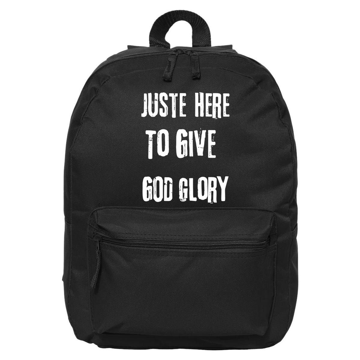 Just Here To Give God Glory Red 16 in Basic Backpack