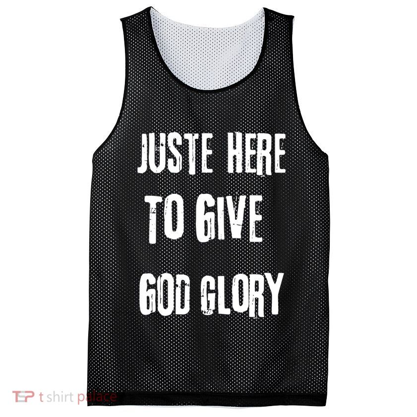 Just Here To Give God Glory Red Mesh Reversible Basketball Jersey Tank