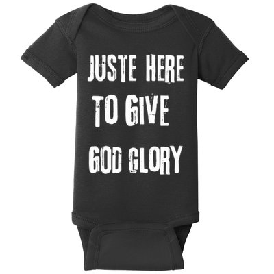 Just Here To Give God Glory Red Baby Bodysuit