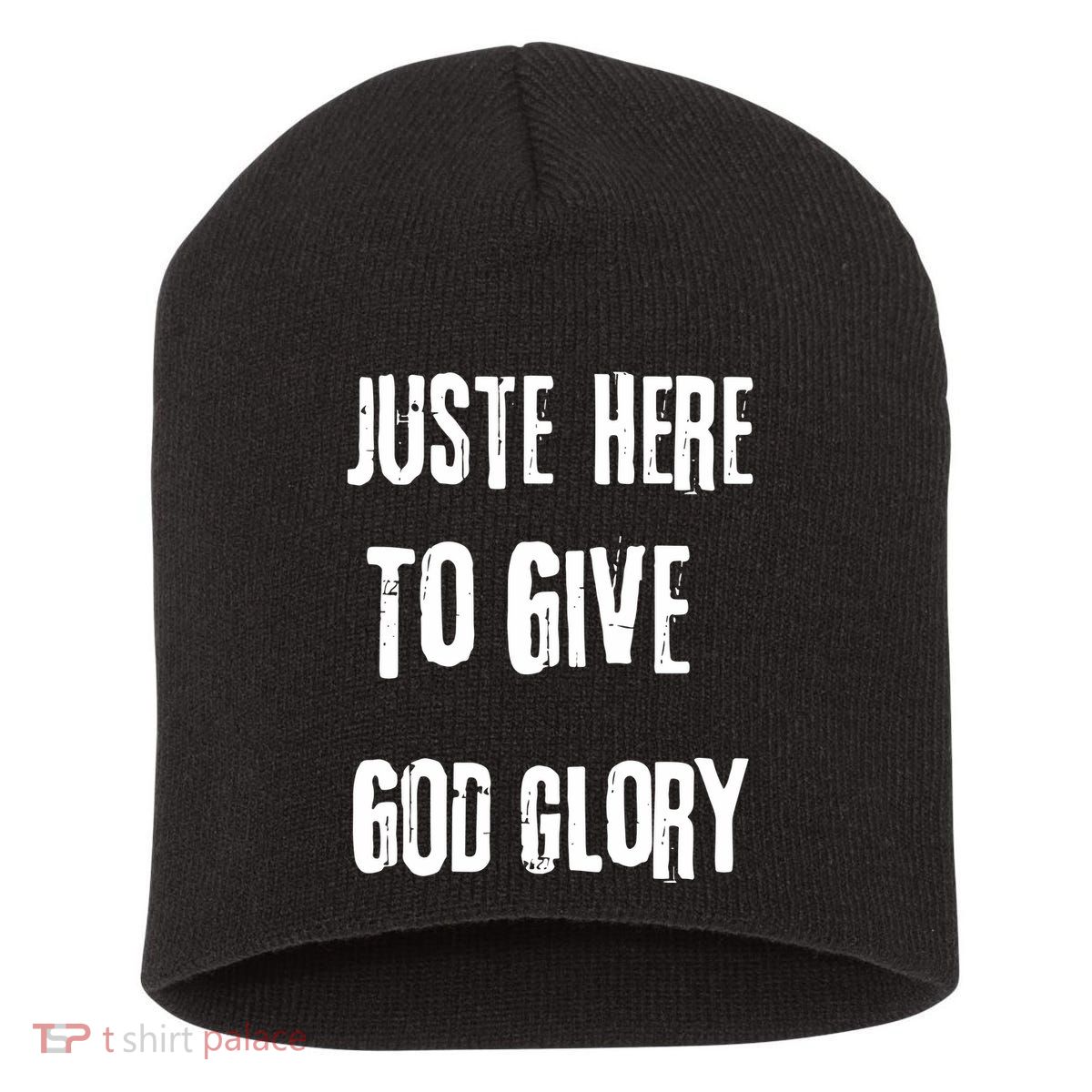 Just Here To Give God Glory Red Short Acrylic Beanie