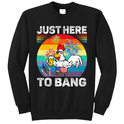 Just Here To Bang Chicken 4th Of July Us Flag Beer Drinking Sweatshirt