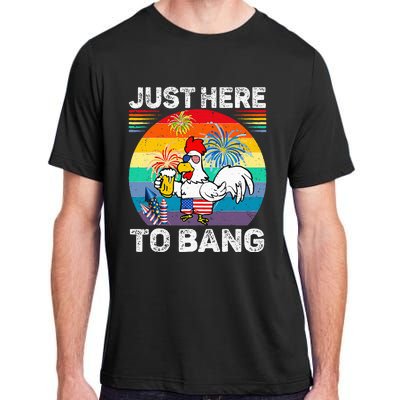 Just Here To Bang Chicken 4th Of July Us Flag Beer Drinking Adult ChromaSoft Performance T-Shirt