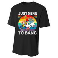 Just Here To Bang Chicken 4th Of July Us Flag Beer Drinking Performance Sprint T-Shirt