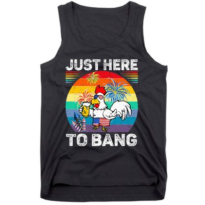 Just Here To Bang Chicken 4th Of July Us Flag Beer Drinking Tank Top