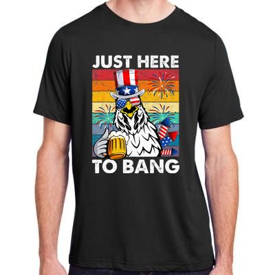 Just Here To Bang Chicken 4th Of July Us Flag Beer Drinking Adult ChromaSoft Performance T-Shirt