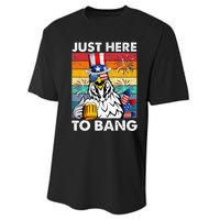 Just Here To Bang Chicken 4th Of July Us Flag Beer Drinking Performance Sprint T-Shirt