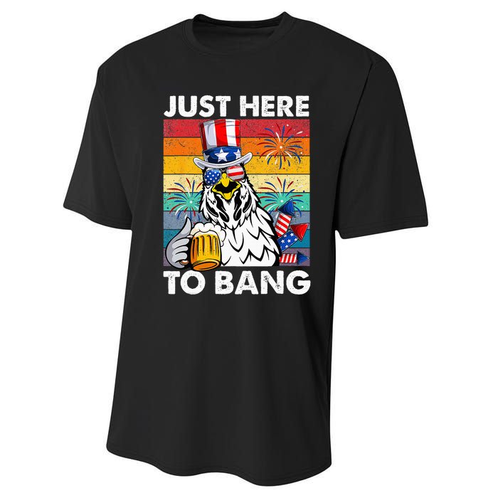 Just Here To Bang Chicken 4th Of July Us Flag Beer Drinking Performance Sprint T-Shirt