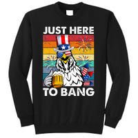 Just Here To Bang Chicken 4th Of July Us Flag Beer Drinking Tall Sweatshirt