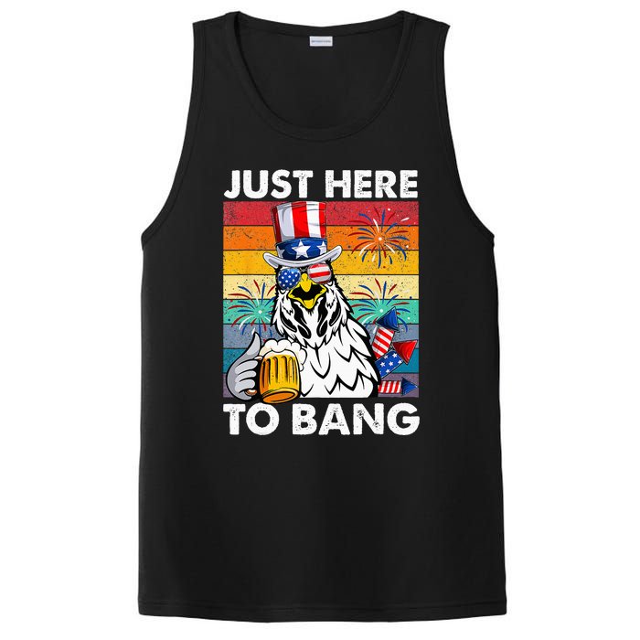 Just Here To Bang Chicken 4th Of July Us Flag Beer Drinking PosiCharge Competitor Tank