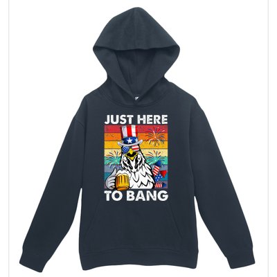 Just Here To Bang Chicken 4th Of July Us Flag Beer Drinking Urban Pullover Hoodie