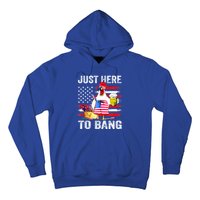 Just Here To Bang USA Flag Chicken Beer Firework 4th Of July Hoodie