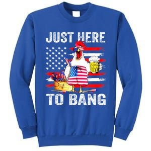 Just Here To Bang USA Flag Chicken Beer Firework 4th Of July Sweatshirt