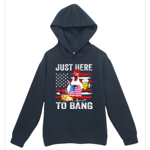 Just Here To Bang USA Flag Chicken Beer Firework 4th Of July Urban Pullover Hoodie