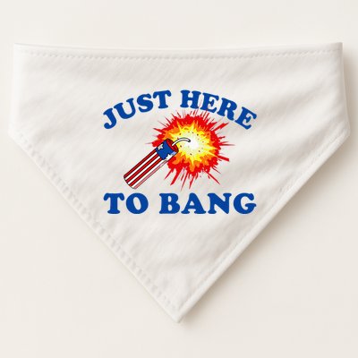 Just Here To Bang Funny Exploding Bang Saying USA-Made Doggie Bandana