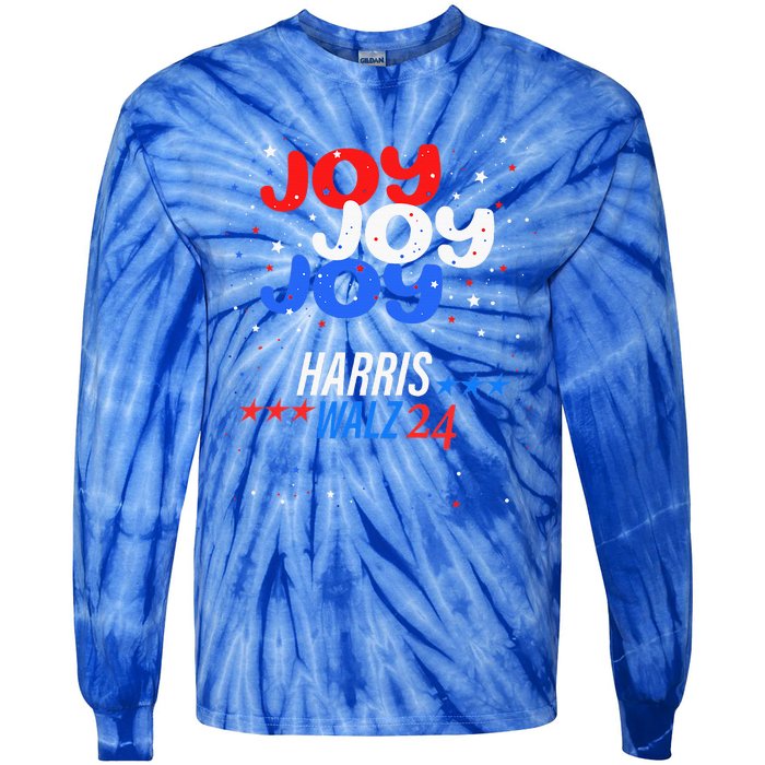 Joy Harris Walz 2024 Red White And Blue Tie-Dye Long Sleeve Shirt