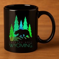 Jackson Hole Wyoming Bear And Trees Jackson Hole 11oz C Handle Ceramic Mug
