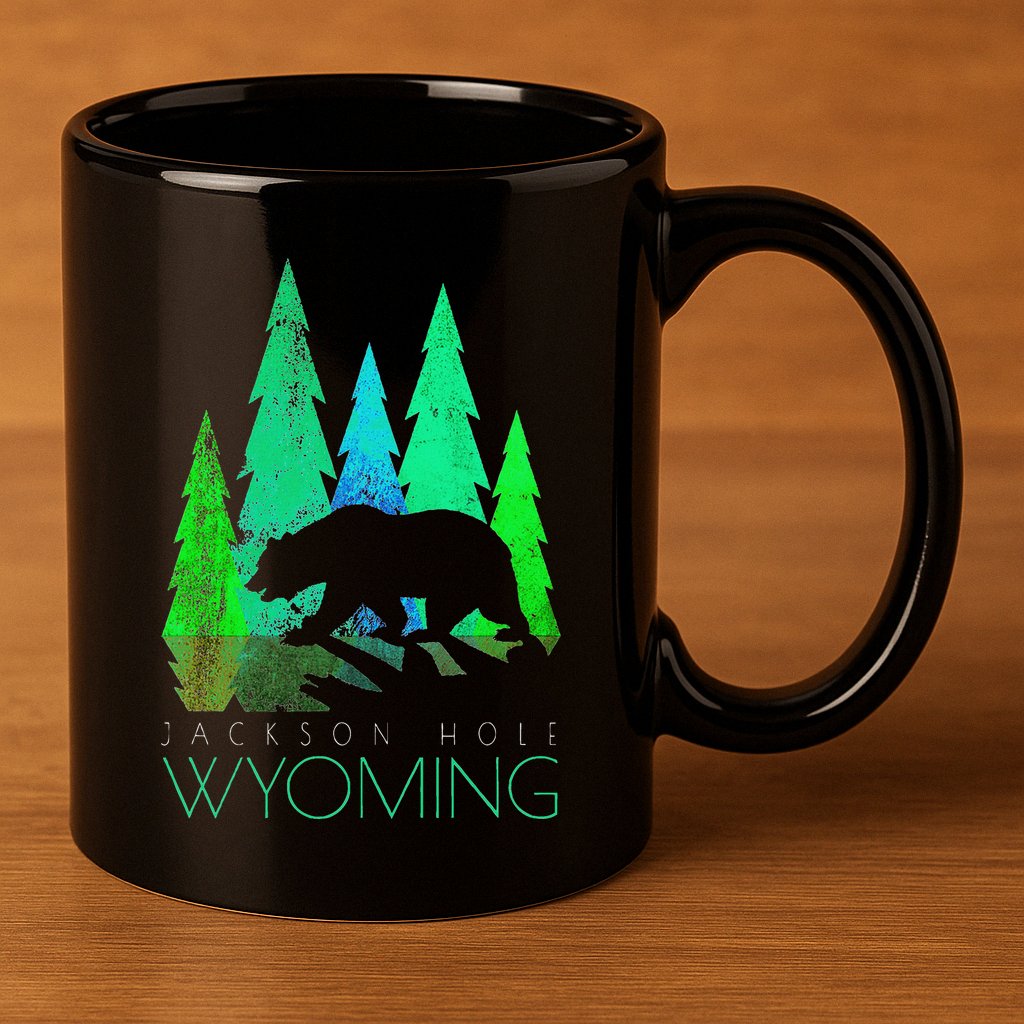 Jackson Hole Wyoming Bear And Trees Jackson Hole 11oz C Handle Ceramic Mug