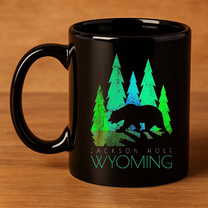 Jackson Hole Wyoming Bear And Trees Jackson Hole 11oz C Handle Ceramic Mug